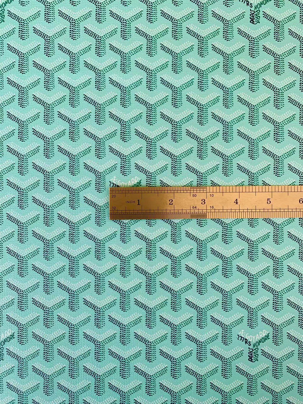 Classic Goyard Leather Fabric , Shoes Leather,Bags Fabric,Handicraft Leather Fabric By Yard (Blue with Green)