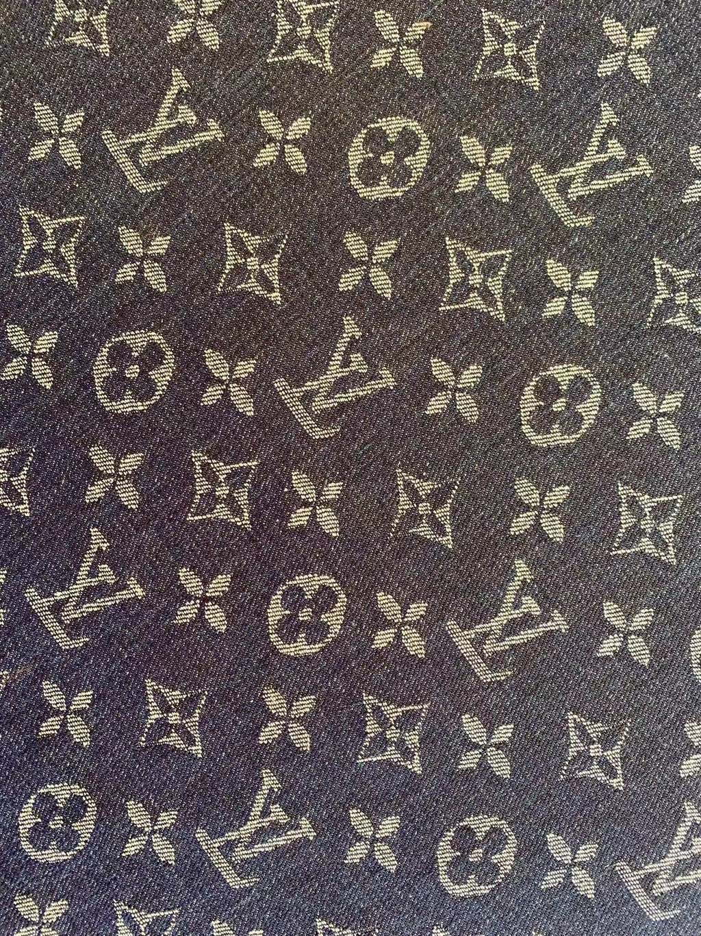 Fashion Dark Blue LV Denim Woven Jacquard fabric ,Jean Fabric For Handmade Goods By Yard